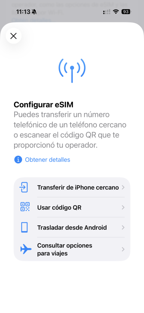 instalación esim iphone 15